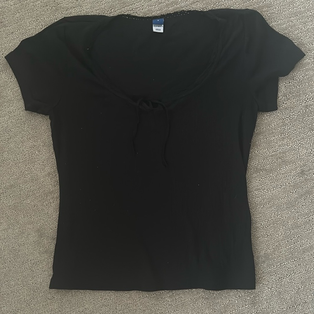 black tee with lace detailing